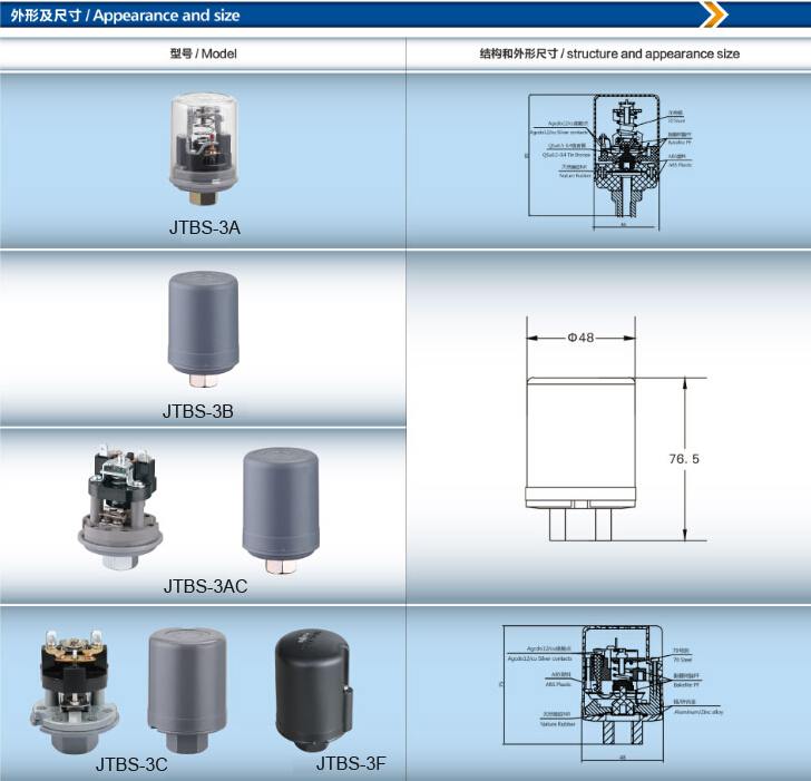 JTBS-3B Pressure Switch